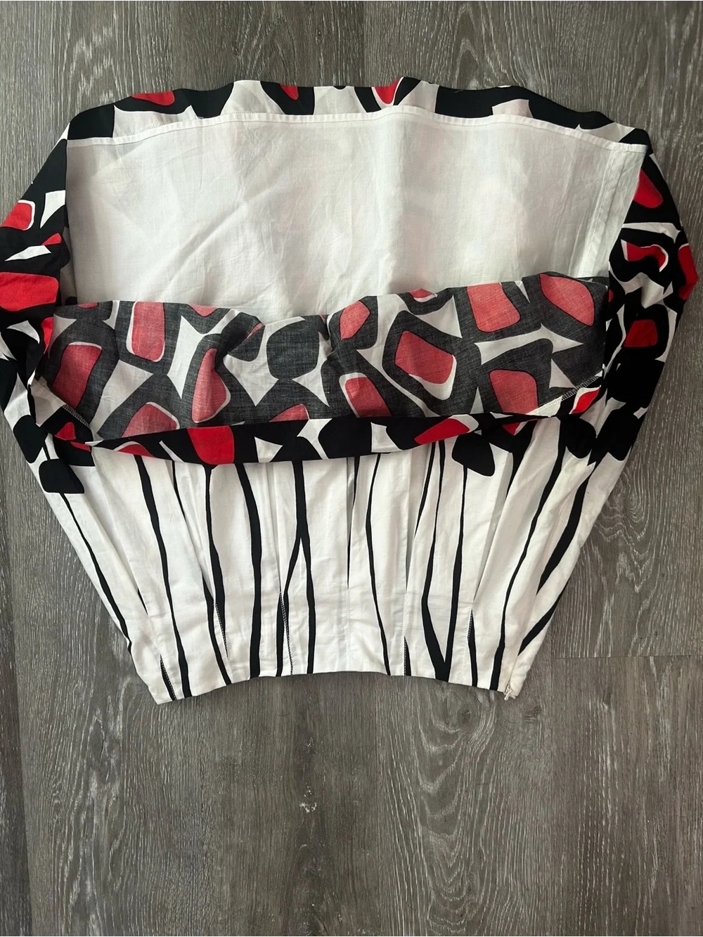 Talbots Black, White & Red A-Line Pleated Lined Cotton Skirt Abstract Size 6